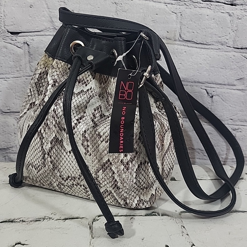 Y2K No Boundaries Carla Mini Bucket‎ Shoulder Bag Purse Faux Snakeskin NOS Flaw